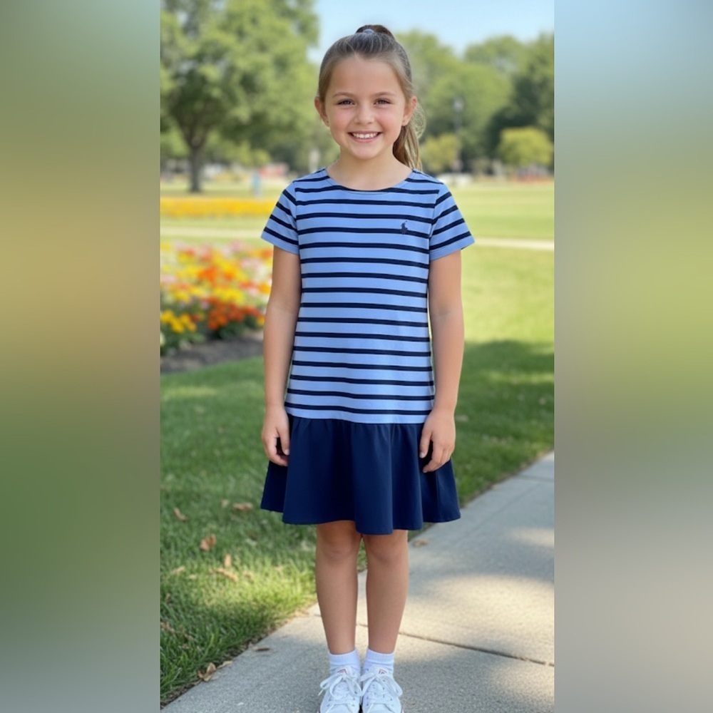 Polo by Ralph Lauren Blue A-line Crew Neck Dress